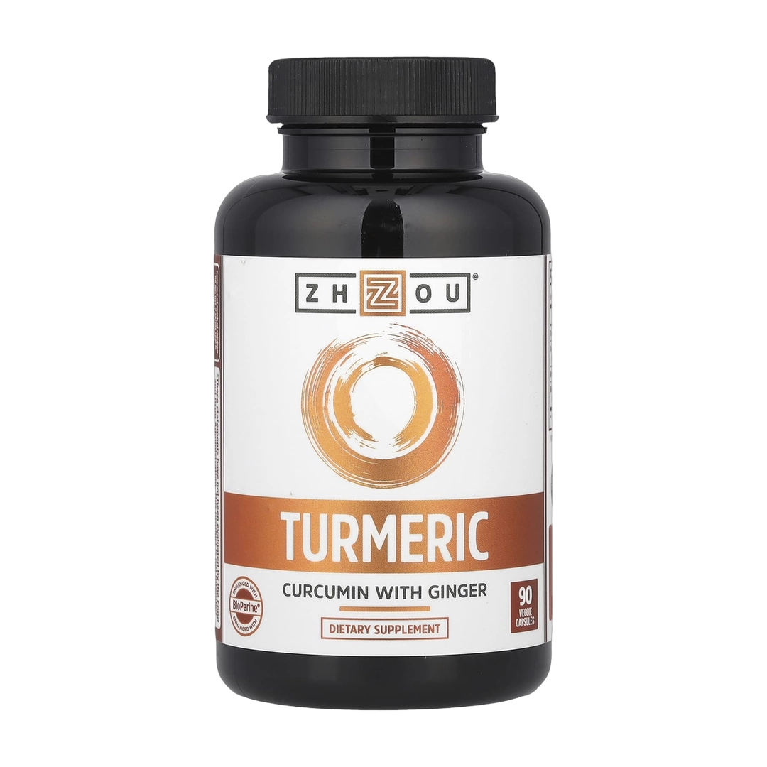 Zhou Nutrition, Turmeric, Curcumin with Ginger, 90 Veggie Capsules front packaging view