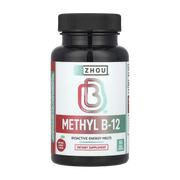 Zhou Nutrition, Methyl B-12, Natural Cherry, 5,000 mcg, 60 Micro Lozenges front packaging view