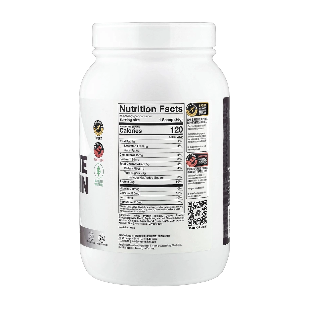 Raw Nutrition, Essentials, Grass Fed Whey Isolate Protein, Dark Chocolate, 2 lb (907 g)