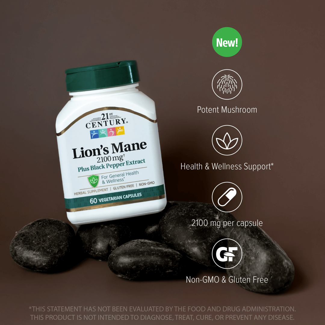 21st Century, Lion's Mane, 2,100 mg, 60 Vegetarian Capsules lifestyle image