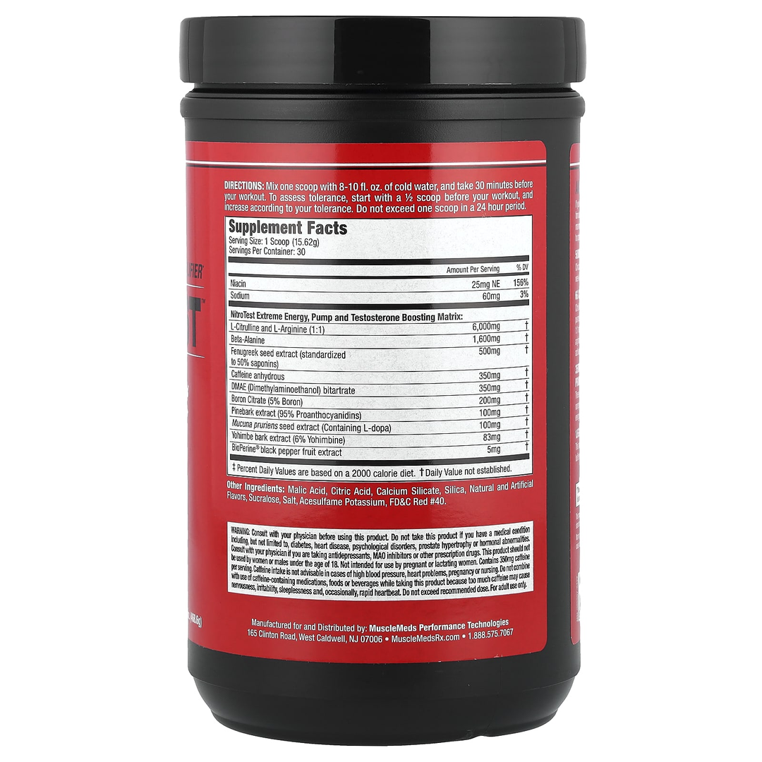 MuscleMeds, Nitrotest, Androgenic Pre-Workout Amplifier, Rocket Pop, 16.53 oz (468.6 g)