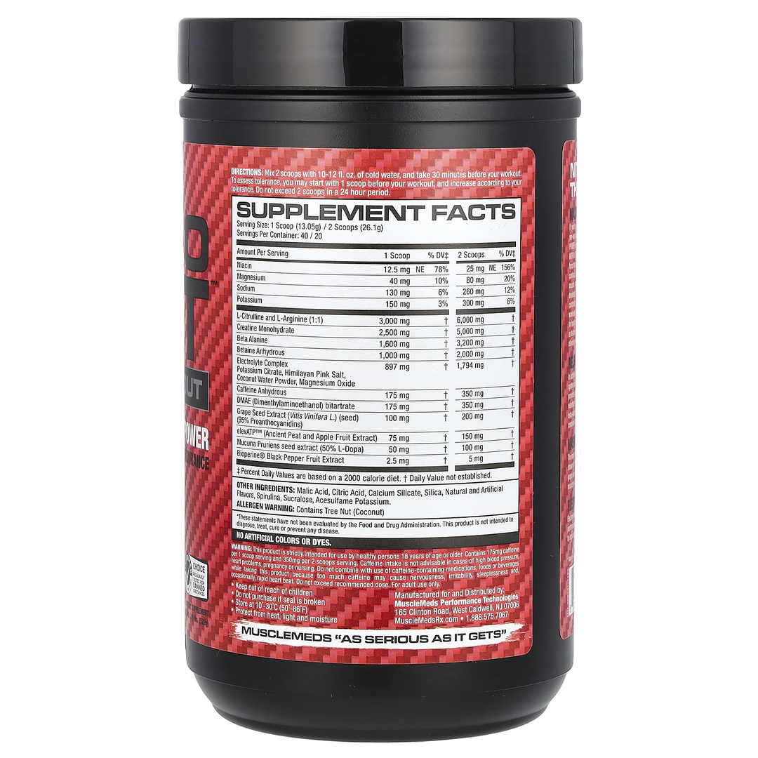 MuscleMeds, Nitro Lift™ Pre-Workout, Blue Slush, 1.15 lbs (522 g)