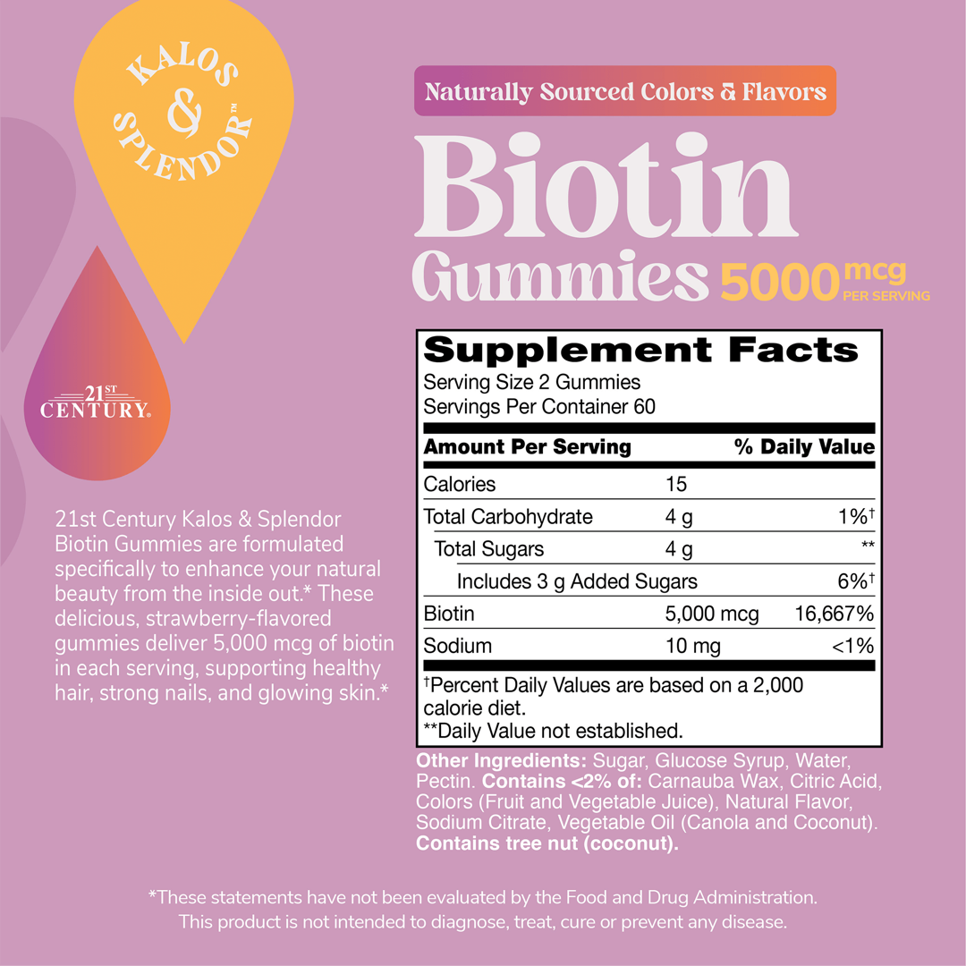 21st Century, Biotin Gummies, Strawberry, 5,000 mcg, 120 Gummies lifestyle image
