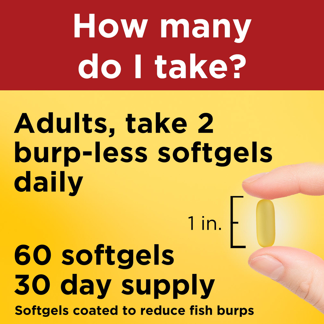 Nature Made, Burp Less Fish Oil Omega 3, 1200 mg, 60 Softgels lifestyle image