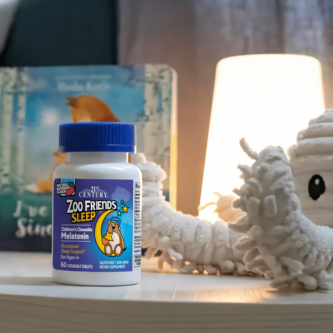 21st Century, Zoo Friends Sleep, Children's Chewable Melatonin, Ages 4+, Raspberry, 60 Chewable Tablets lifestyle image