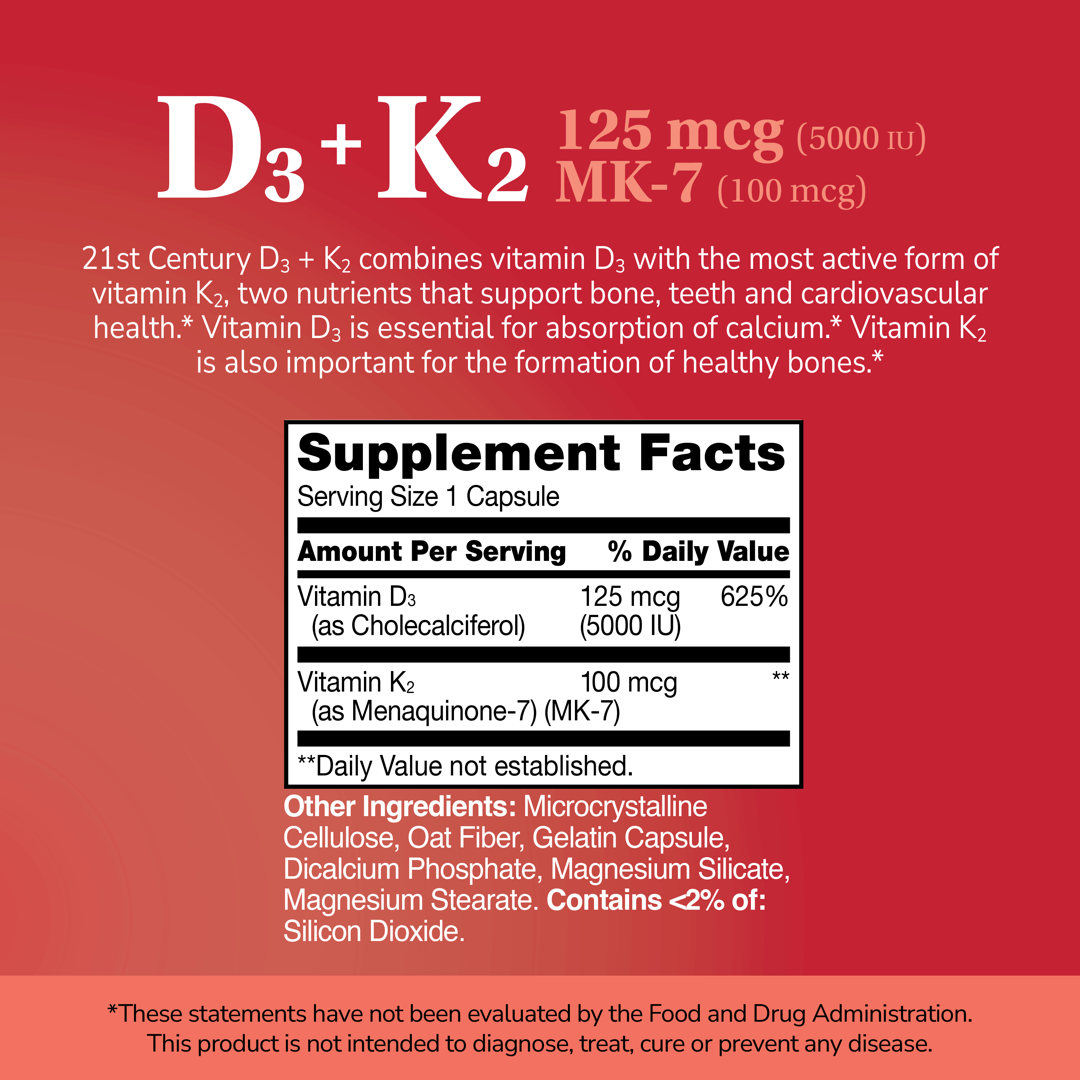 21st Century, D3 + K2, 120 Capsules lifestyle image