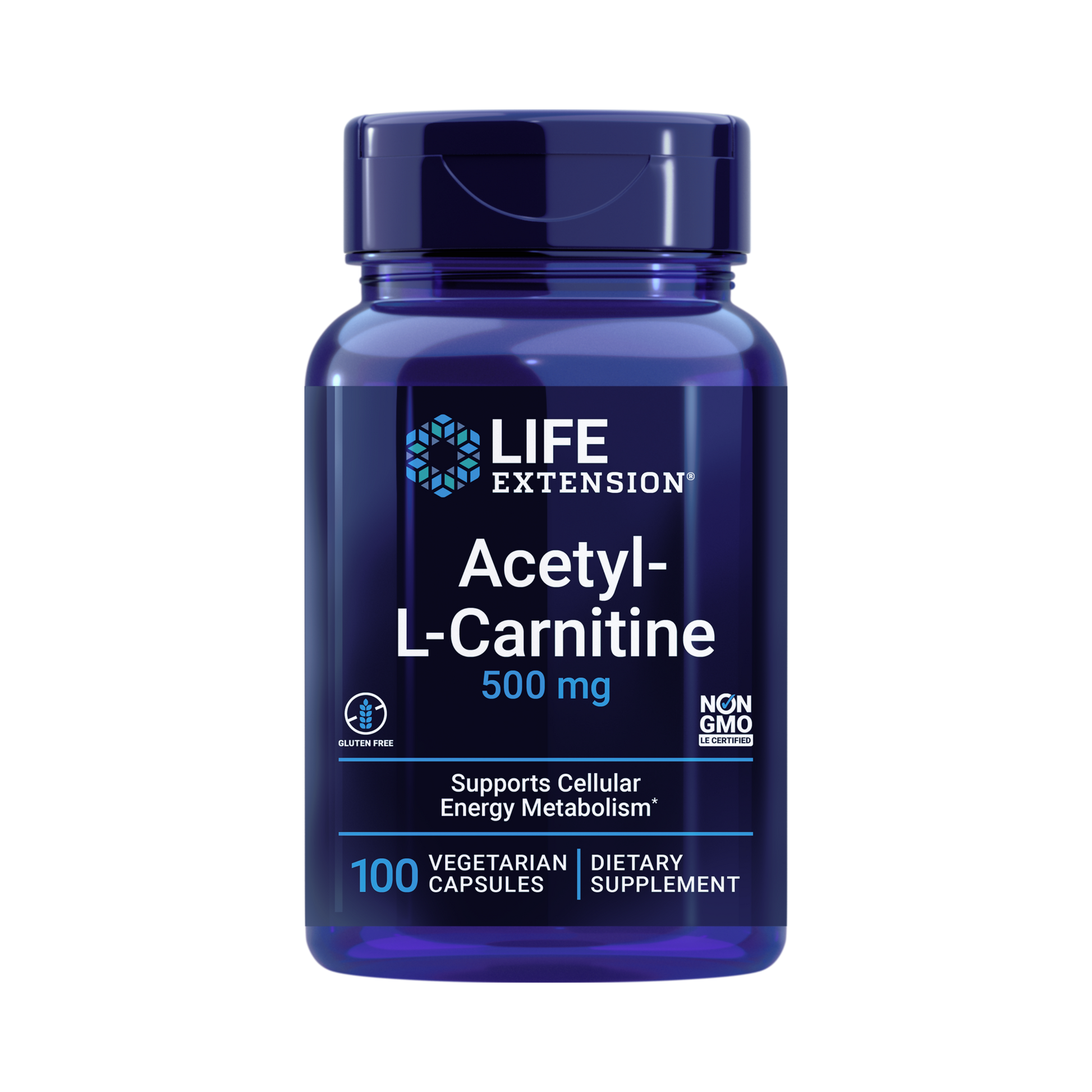 Life Extension, Acetyl-L-Carnitine, (500 mg), 100 Veg Capsules front packaging view