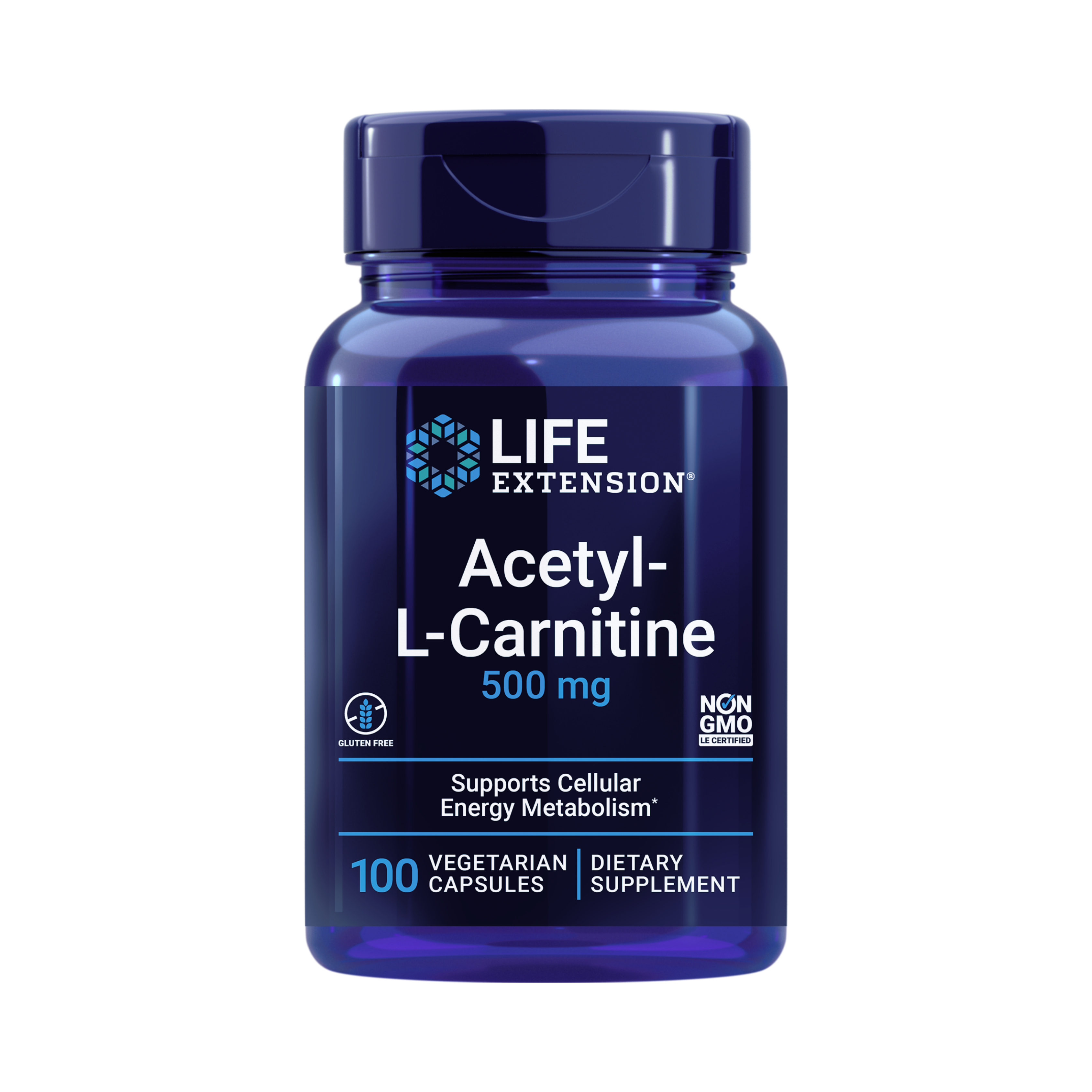 Life Extension, Acetyl-L-Carnitine, (500 mg), 100 Veg Capsules front packaging view