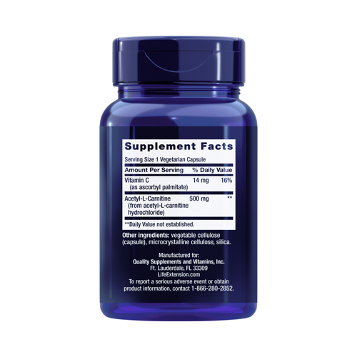 Life Extension, Acetyl-L-Carnitine, (500 mg), 100 Veg Capsules