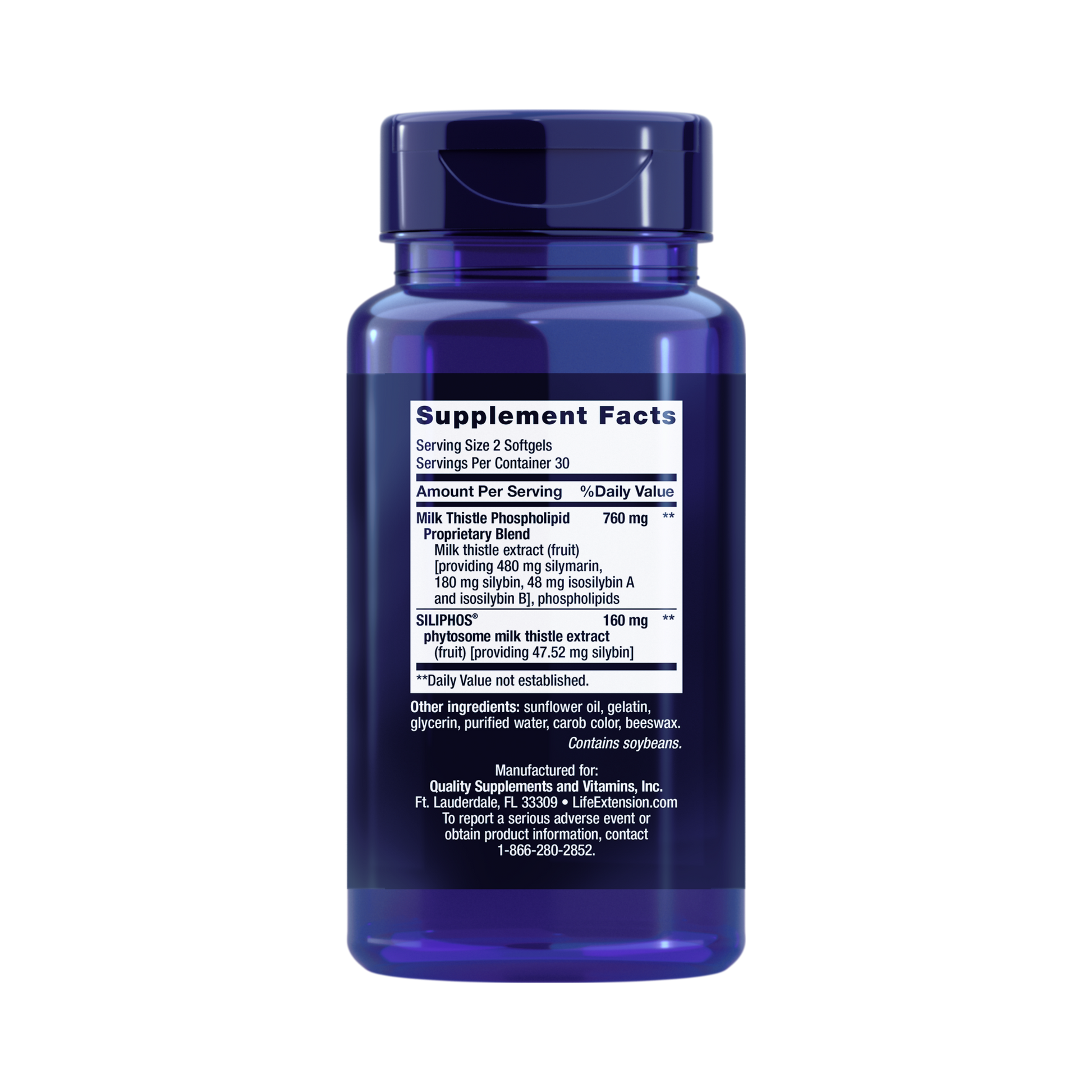 Life Extension, Advanced Milk Thistle, 60 Softgels back packaging view
