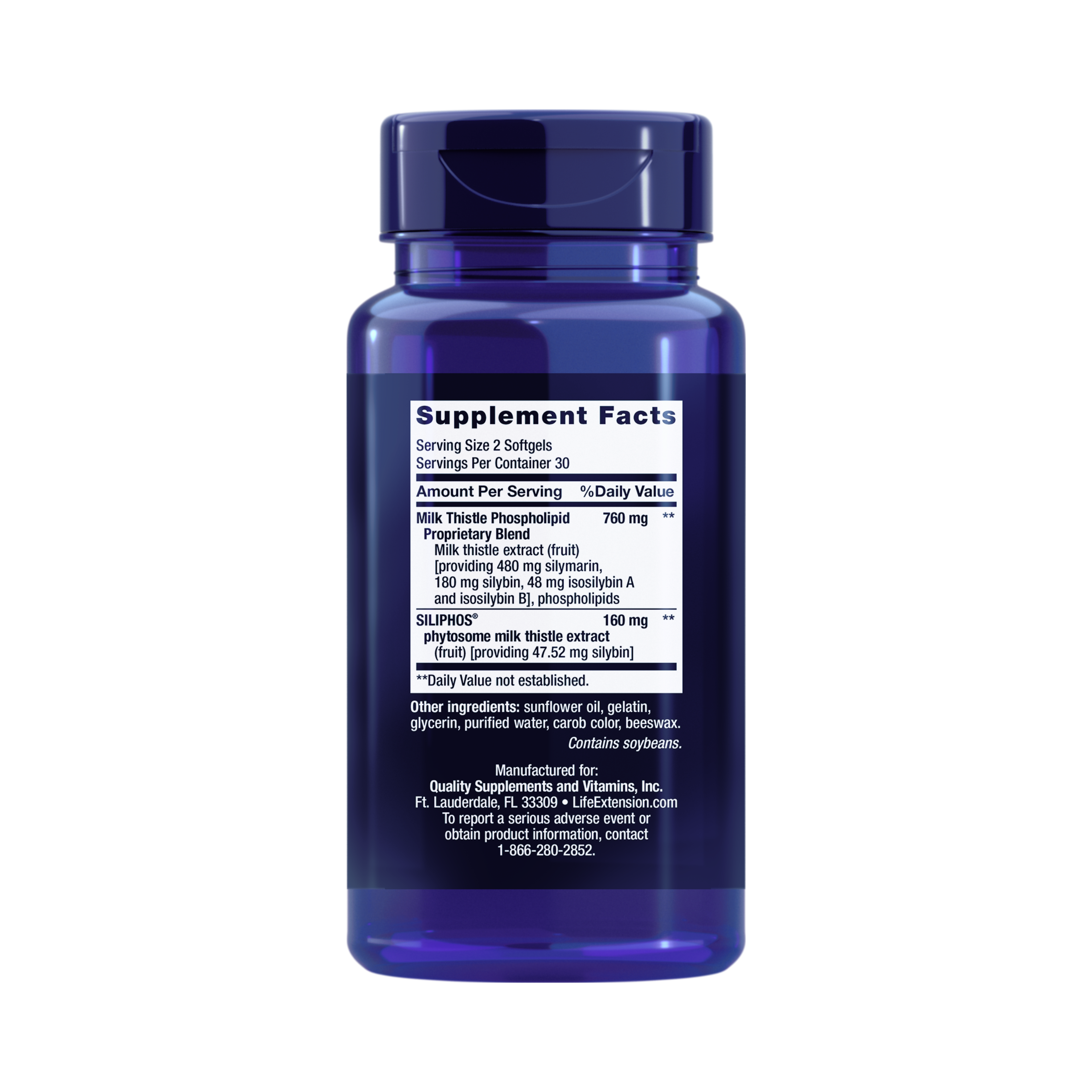 Life Extension, Advanced Milk Thistle, 60 Softgels back packaging view