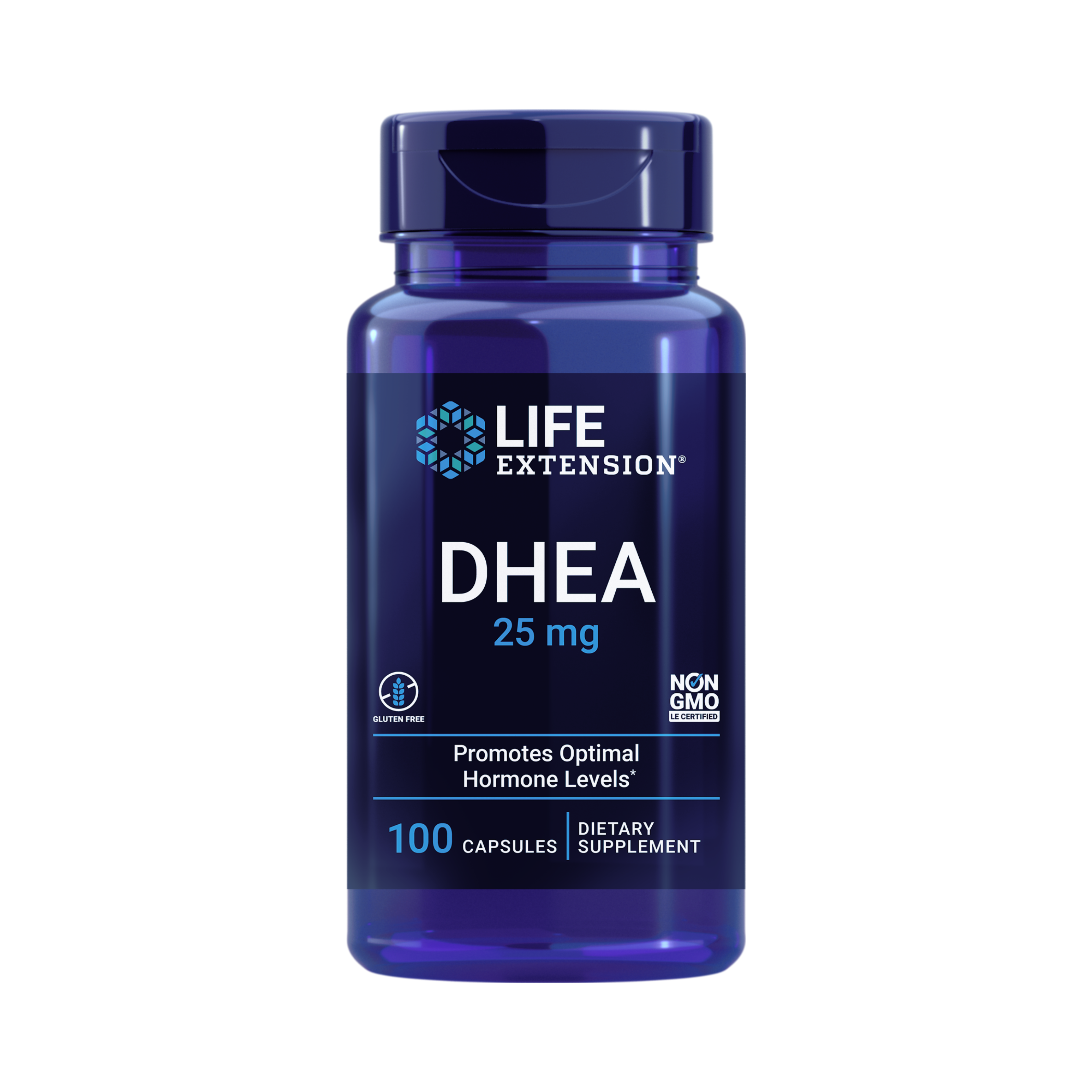 Life Extension, DHEA 25 mg front packaging view