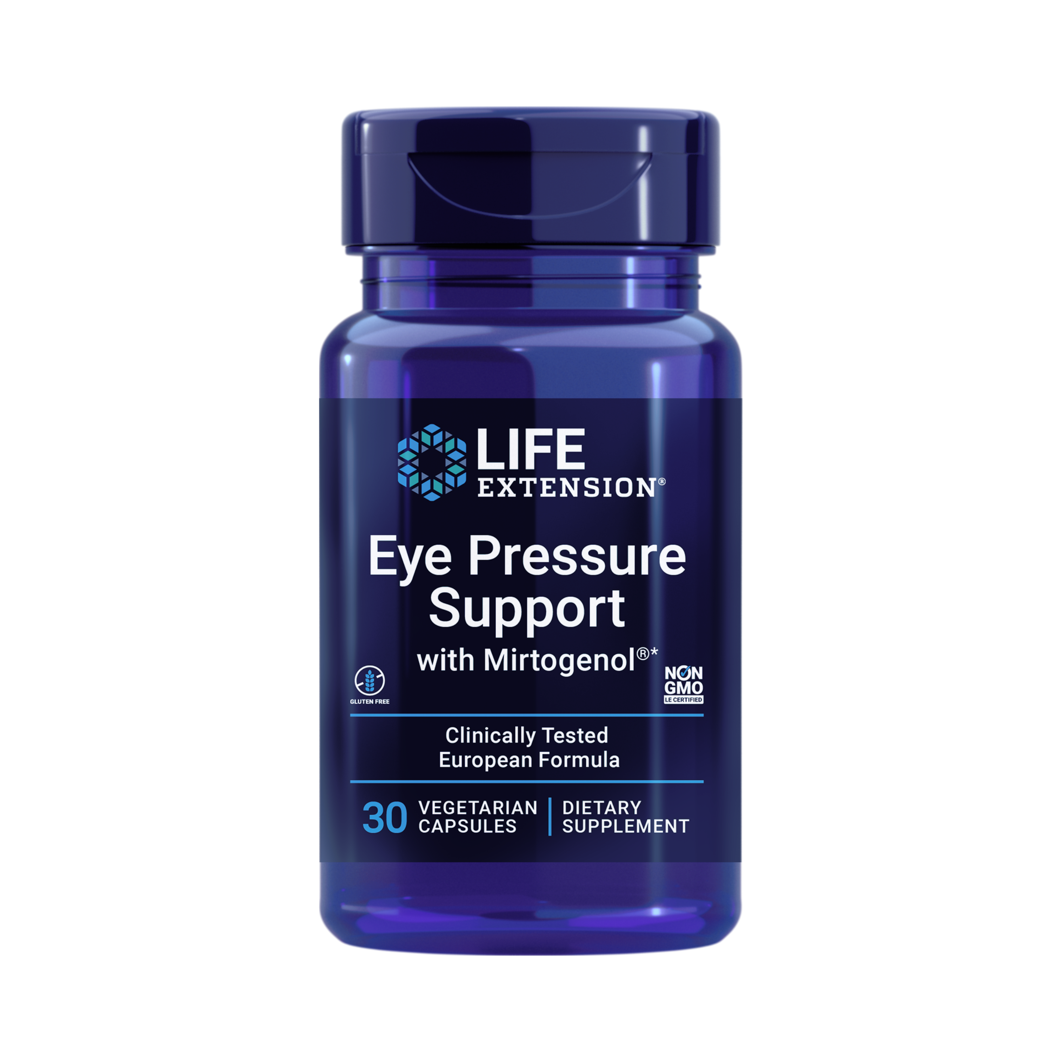 Life Extension, Eye Pressure Support with Mirtogenol front packaging view