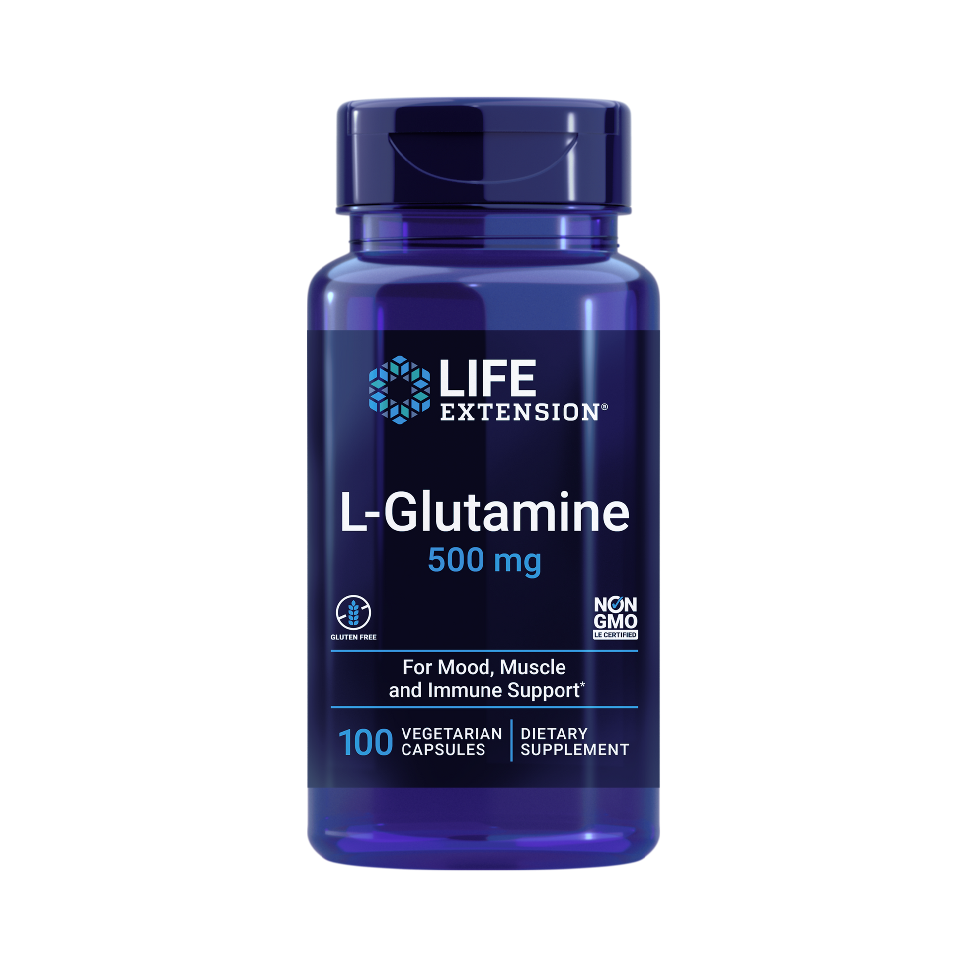 Life Extension, L-Glutamine front packaging view