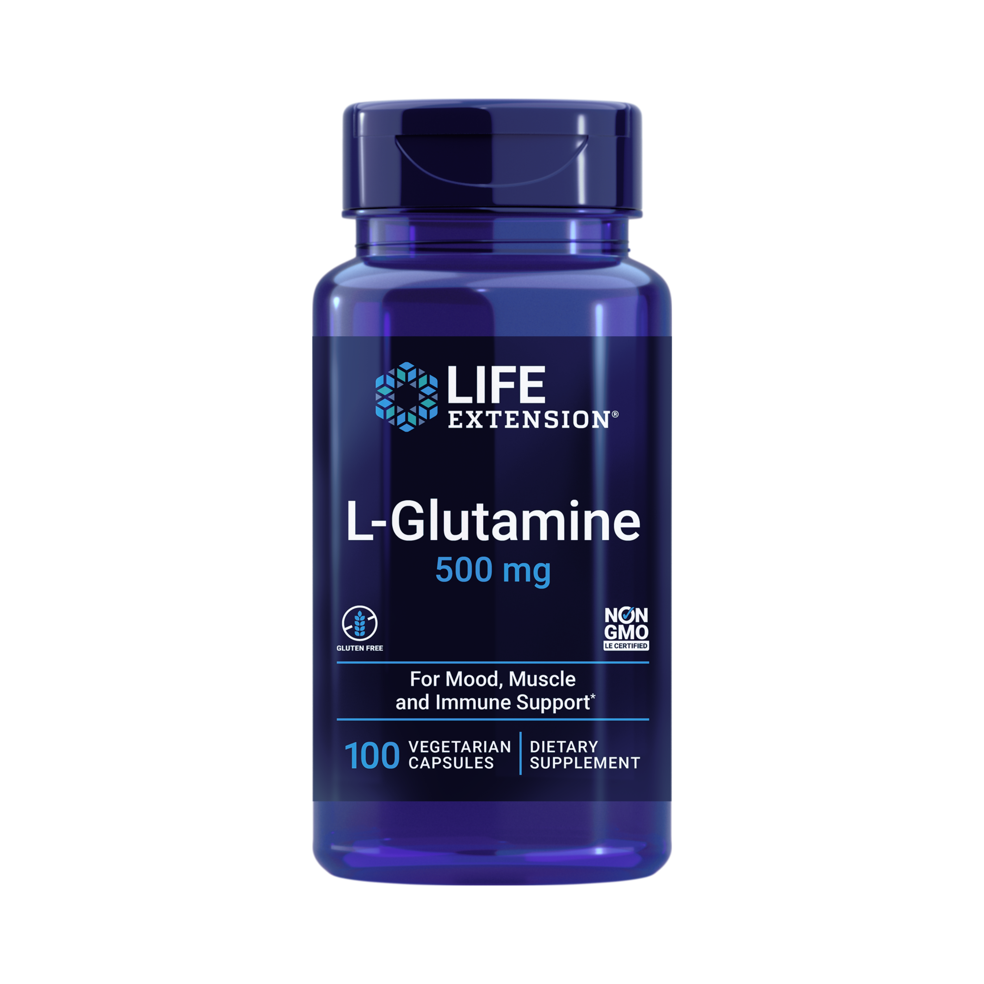 Life Extension, L-Glutamine front packaging view