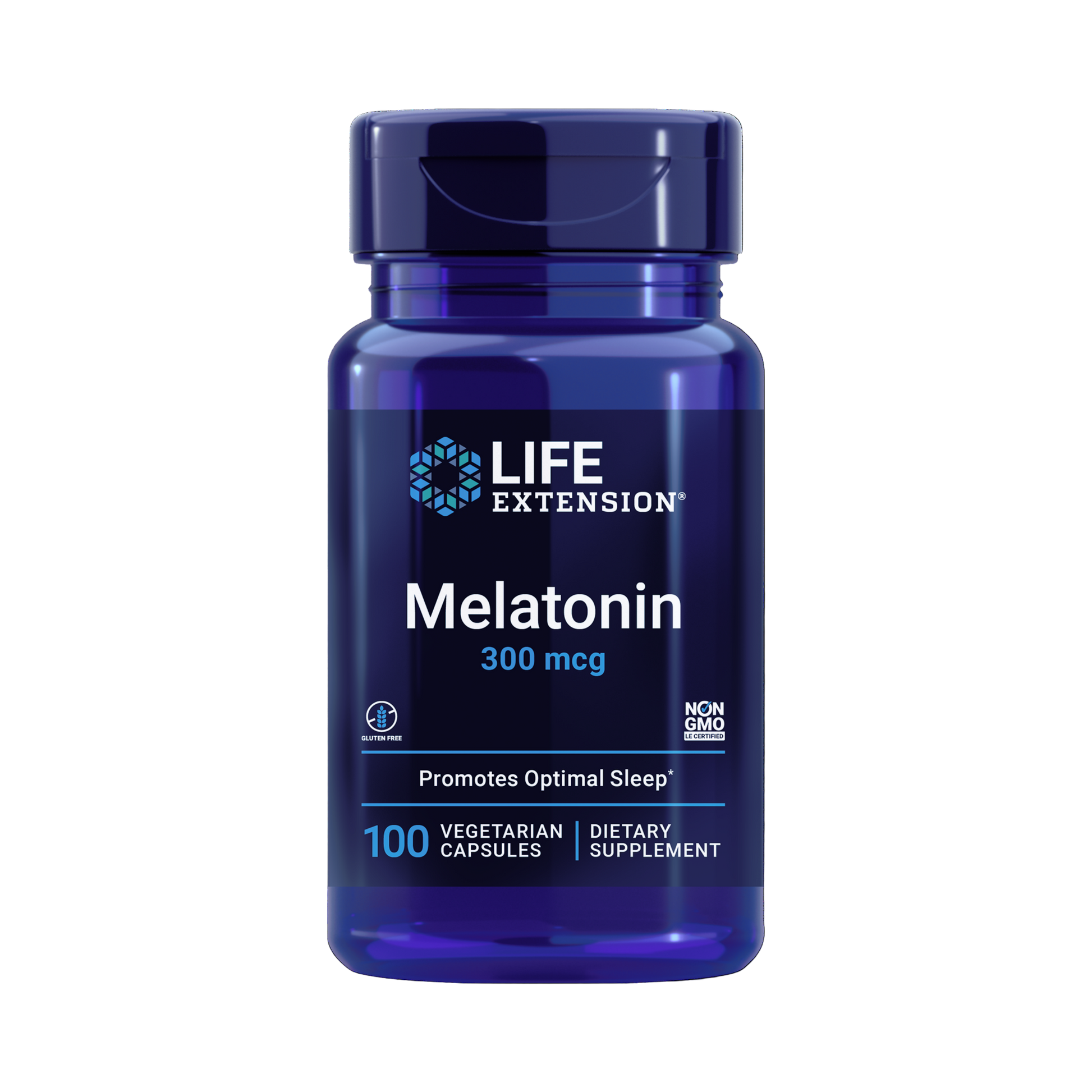 Life Extension, Melatonin, 300 mcg, 100 Vegetarian Capsules front packaging view