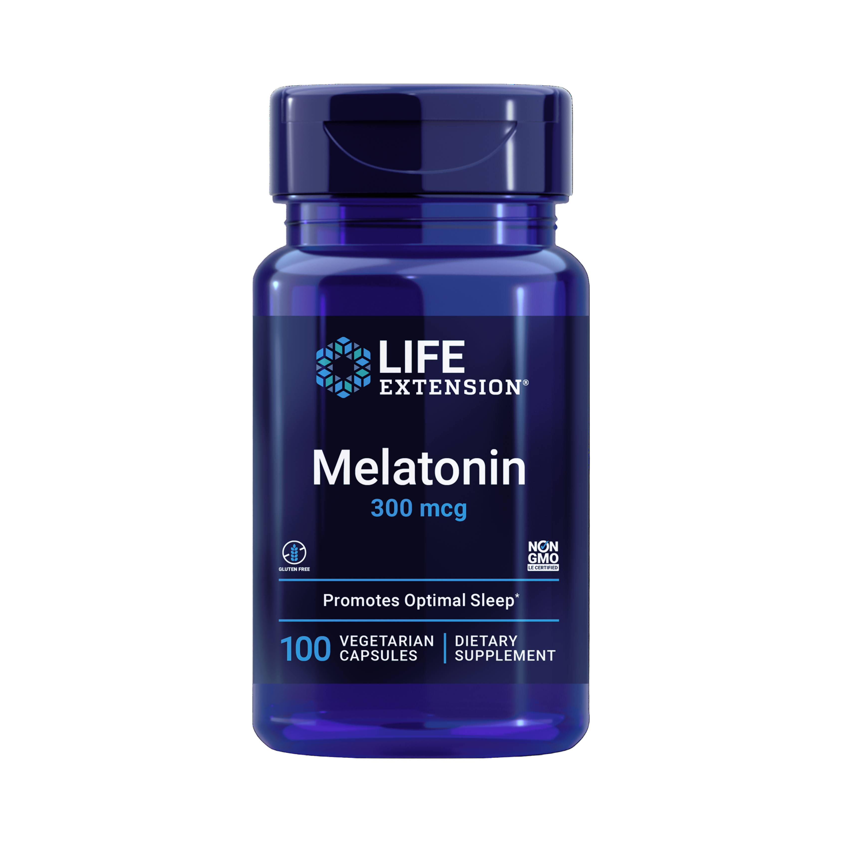 Life Extension, Melatonin, 300 mcg, 100 Vegetarian Capsules front packaging view