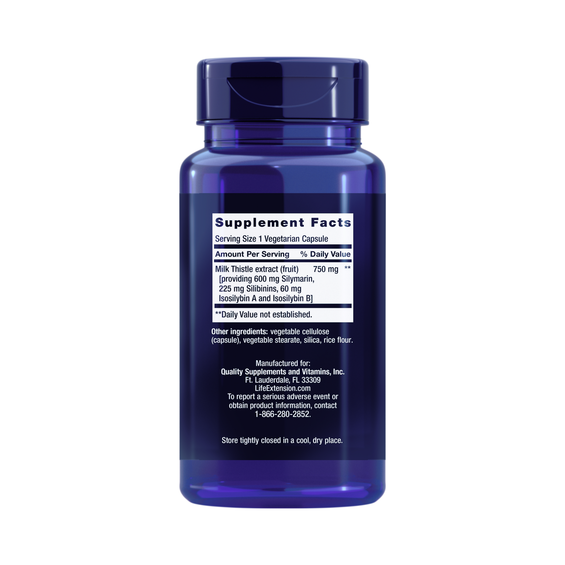 Life Extension, Milk Thistle back packaging view