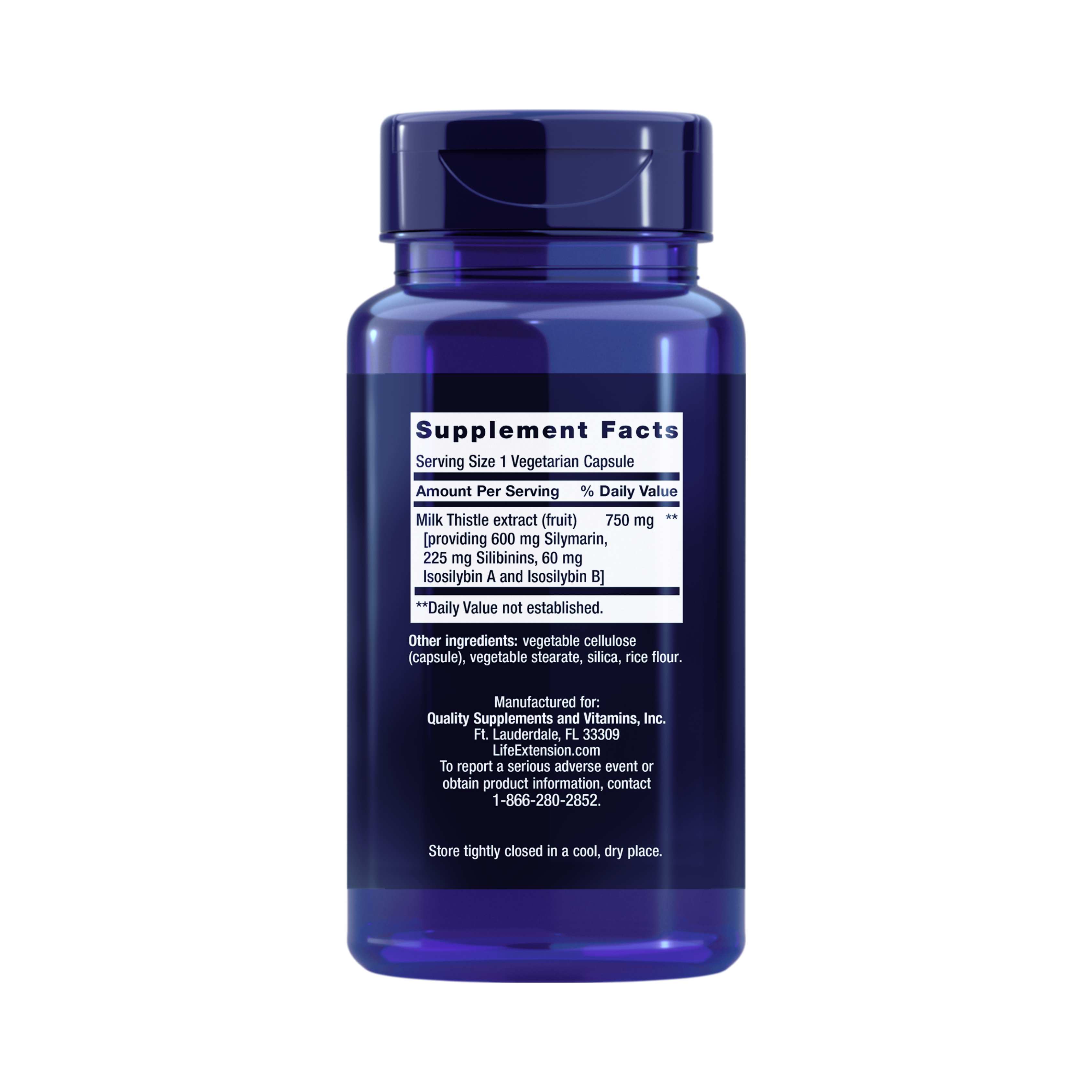 Life Extension, Milk Thistle back packaging view