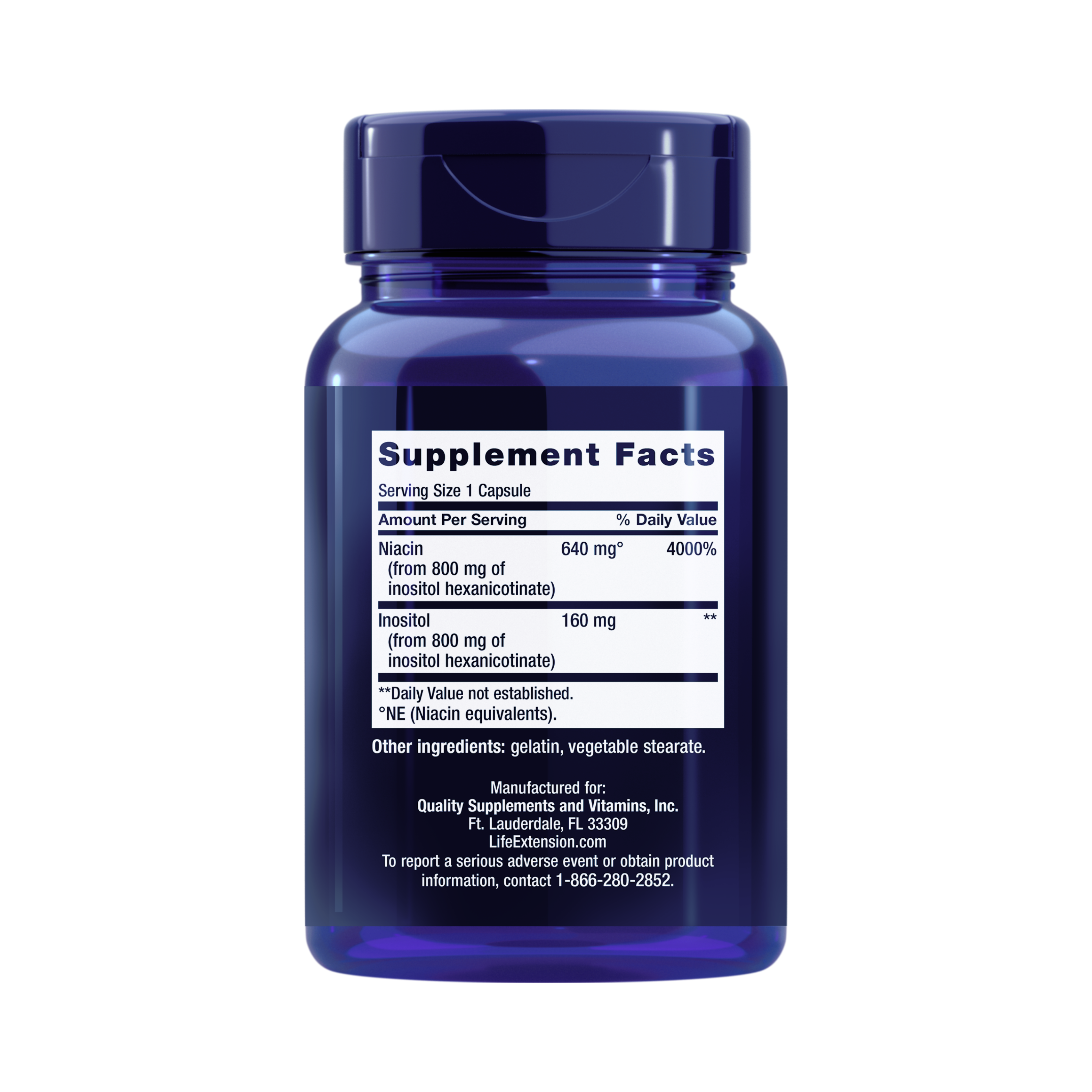 Life Extension, No Flush Niacin back packaging view