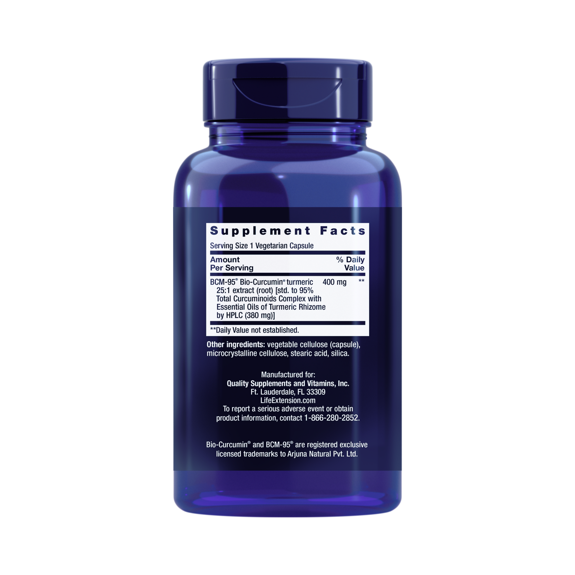 Life Extension, Super Bio-Curcumin Turmeric Extract back packaging view