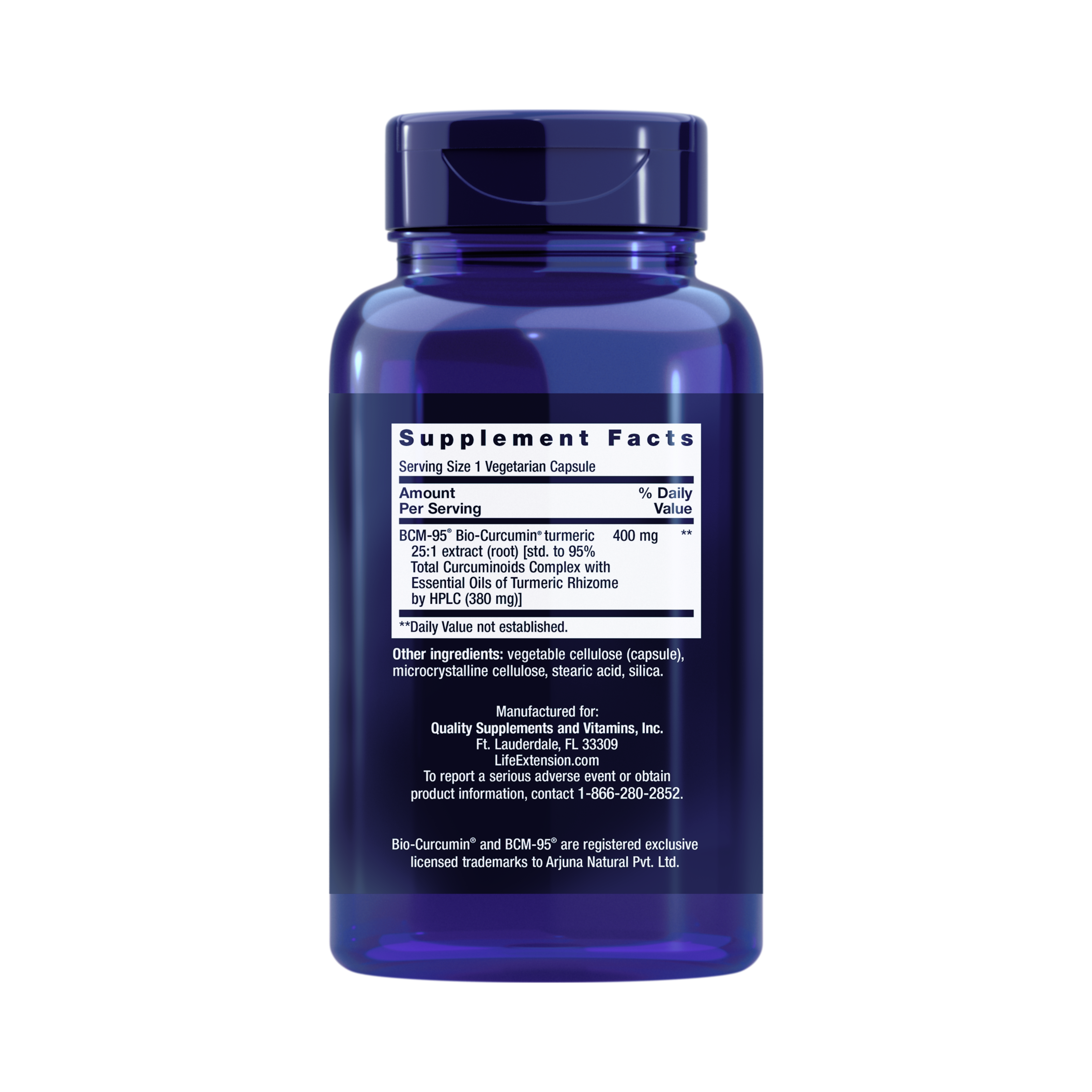 Life Extension, Super Bio-Curcumin Turmeric Extract back packaging view