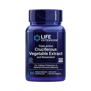 Life Extension, Triple Action Cruciferous Vegetable Extract and Resveratrol front packaging view