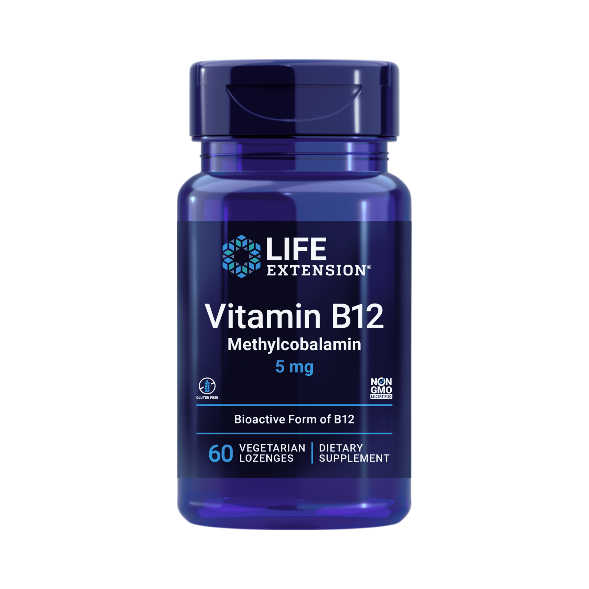 Life Extension, Vitamin B12 Methylcobalamin (5 mg) front packaging view