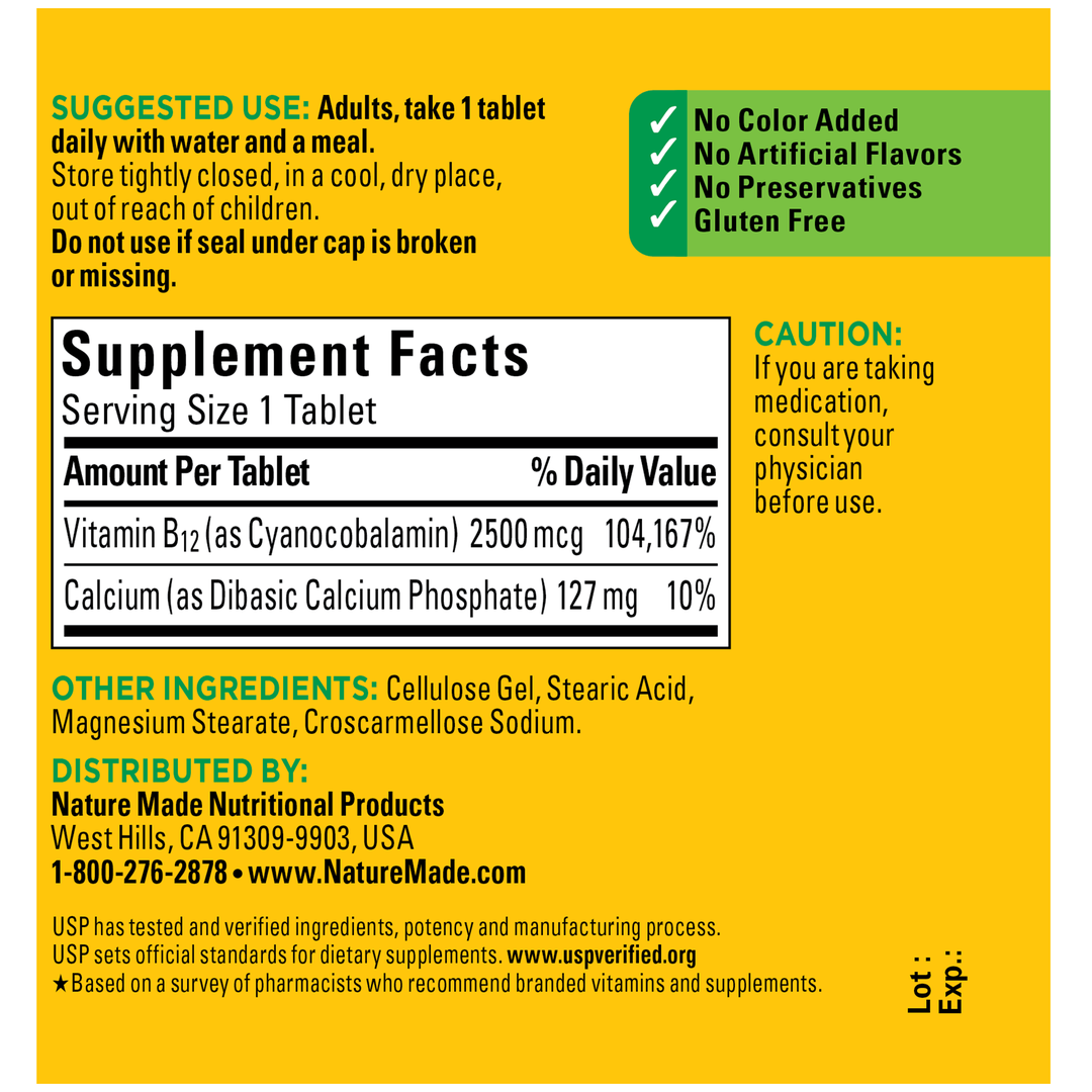 Nature Made, Vitamin B12, 2500 mcg, 60 Tablets lifestyle image