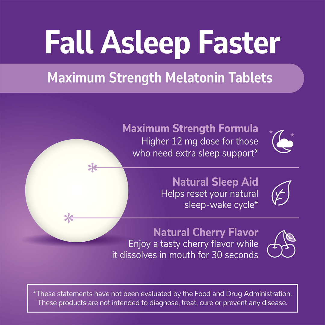 21st Century, Melatonin, Max Strength, Cherry, 12 mg, 120 Tablets lifestyle image