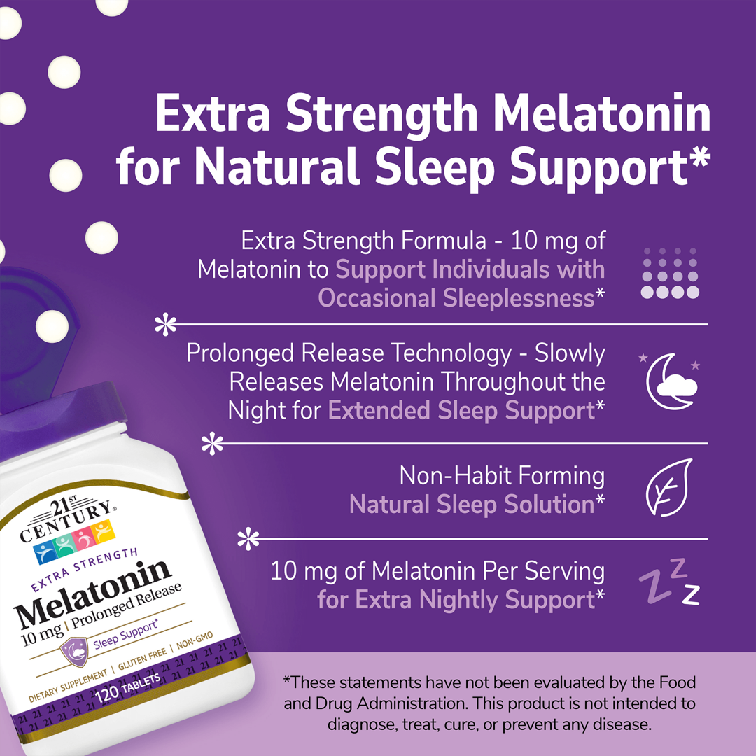 21st Century, Melatonin, Prolonged Release, 10 mg, 120 Tablets lifestyle image