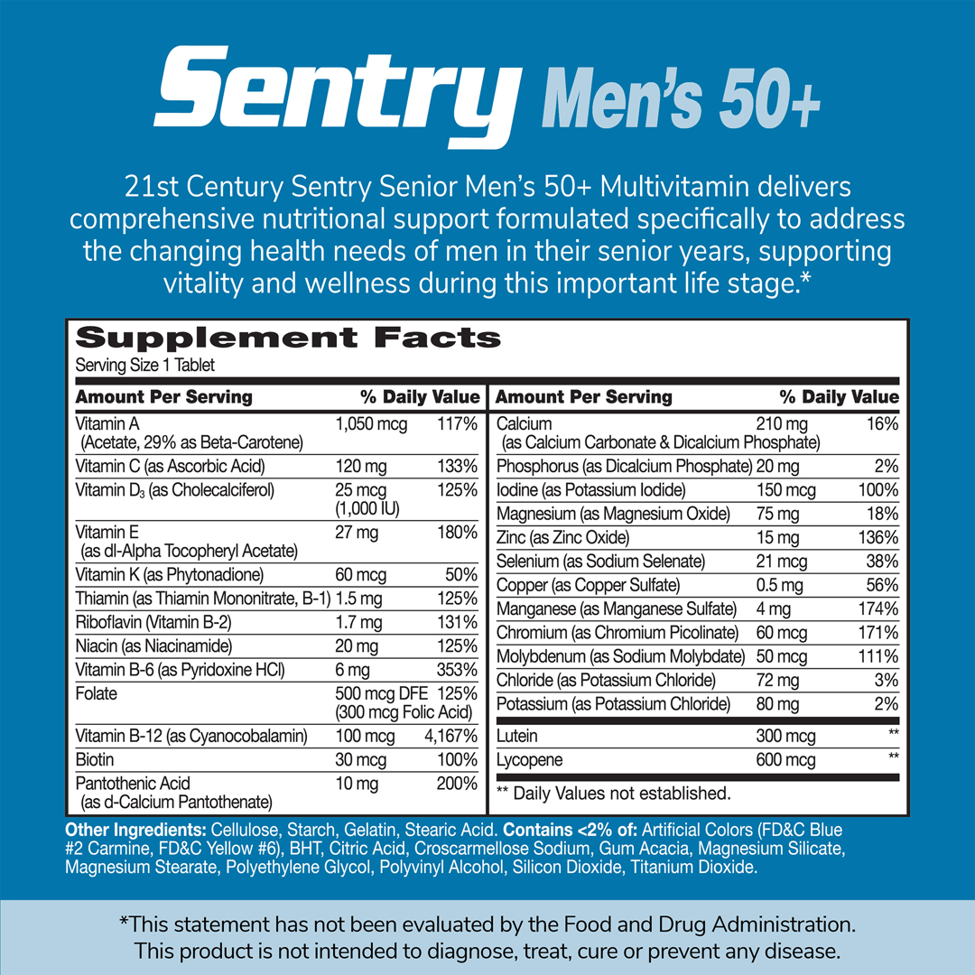 21st Century, Sentry Senior, Men's 50+, Multivitamin & Multimineral Supplement, 100 Tablets lifestyle image