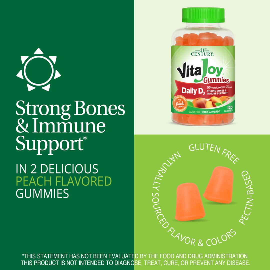 21st Century, VitaJoy Daily D3 Gummies, Peach, 120 Gummies lifestyle image