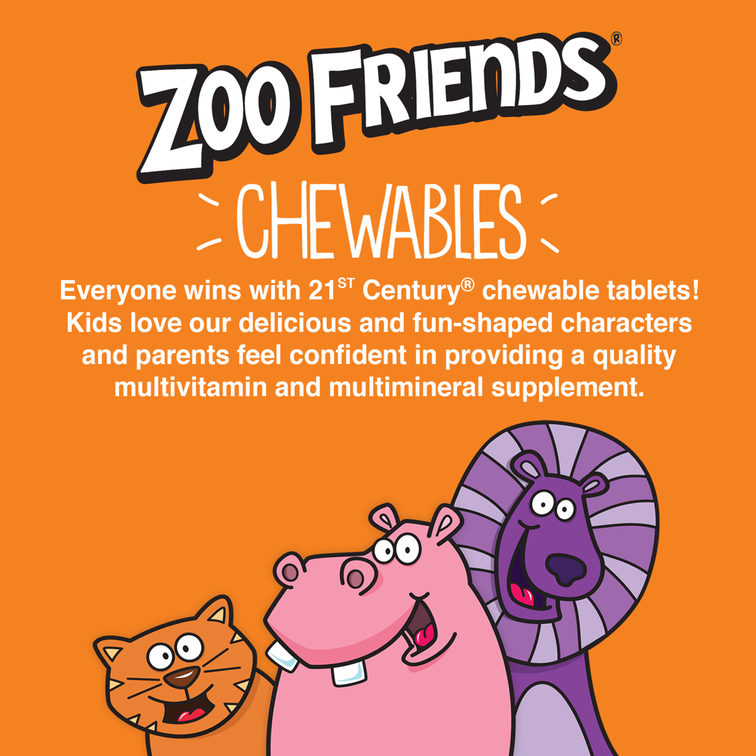 21st Century, Zoo Friends with Extra C, Natural Orange, 60 Chewable Tablets lifestyle image