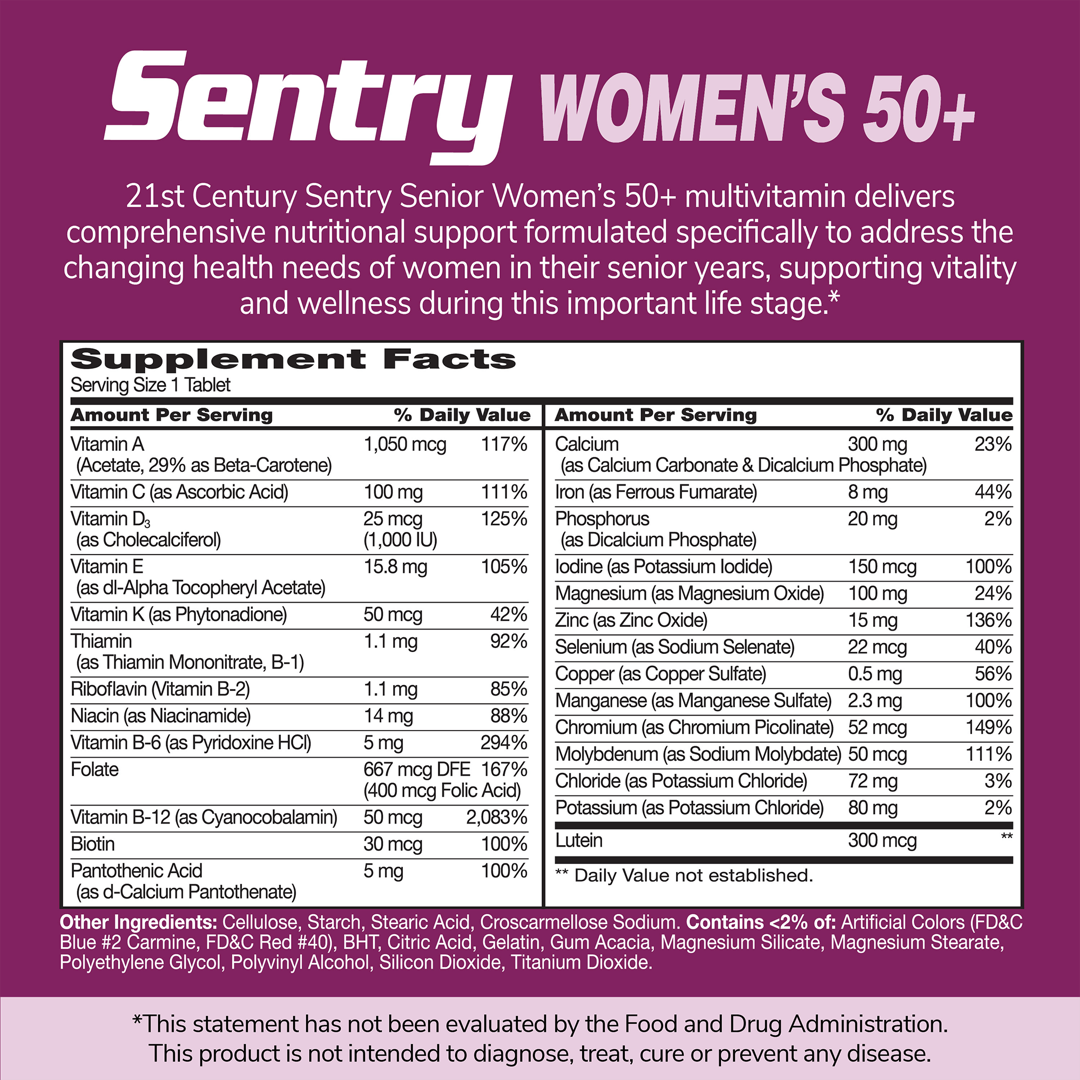 21st Century, Sentry Senior, Women's 50+, Multivitamin & Multimineral Supplement, 100 Tablets lifestyle image