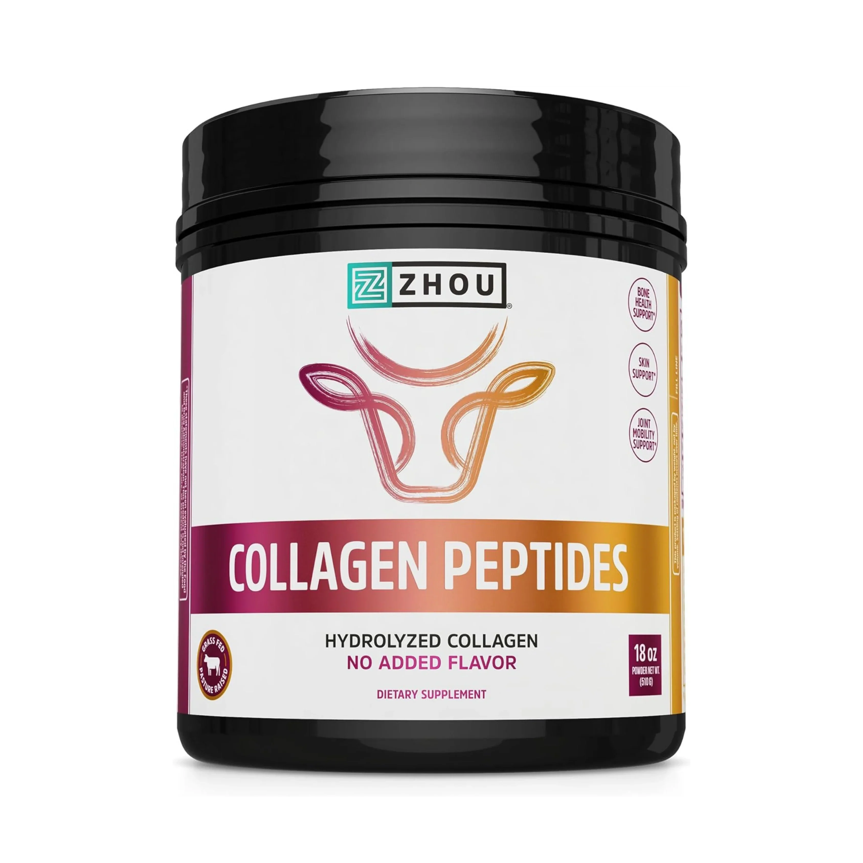Zhou Nutrition, Collagen Peptides, 18 oz (510 g) front packaging view