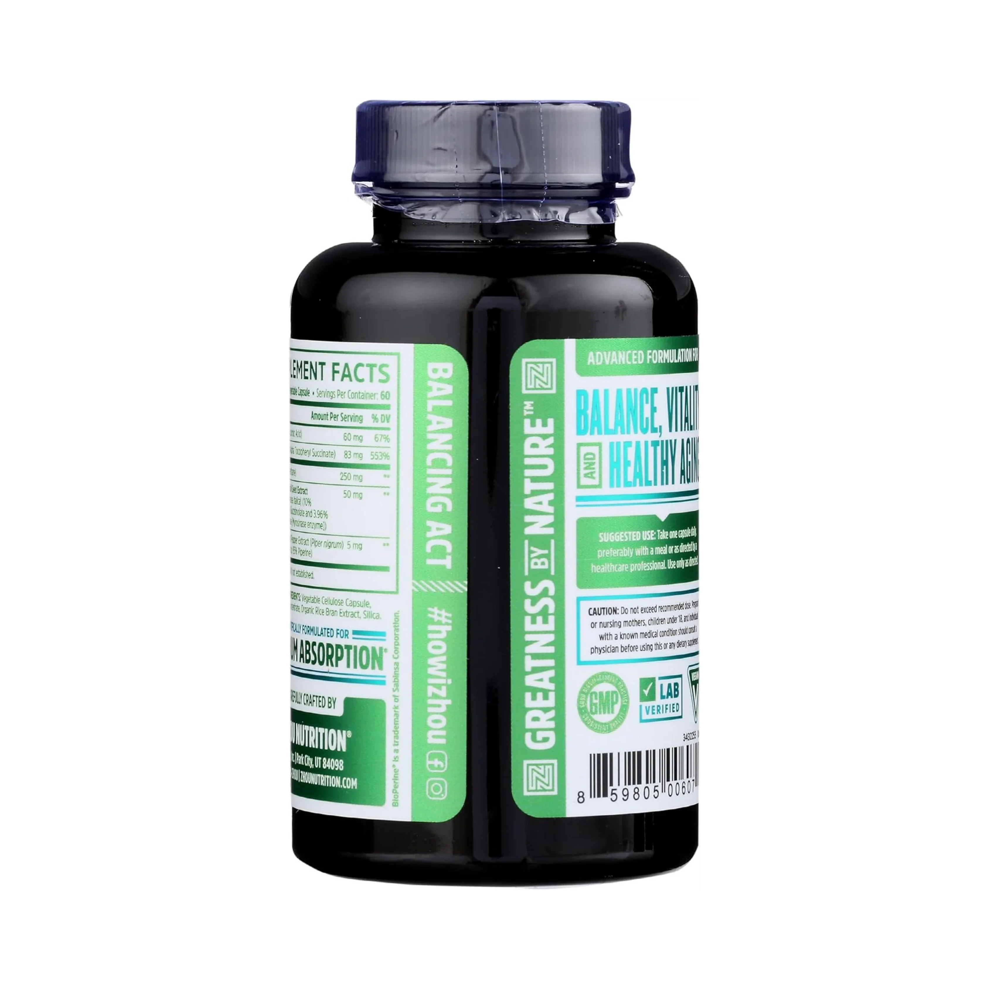 Zhou Nutrition, DIM Active With Activated Broccoli Extract, 60 Veggie Capsules packaging side view