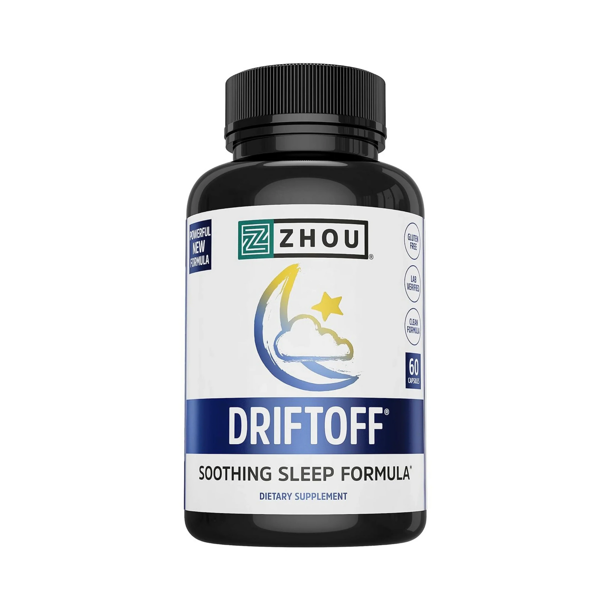 Zhou Nutrition, Driftoff, Soothing Sleep Formula, 60 Capsules front packaging view