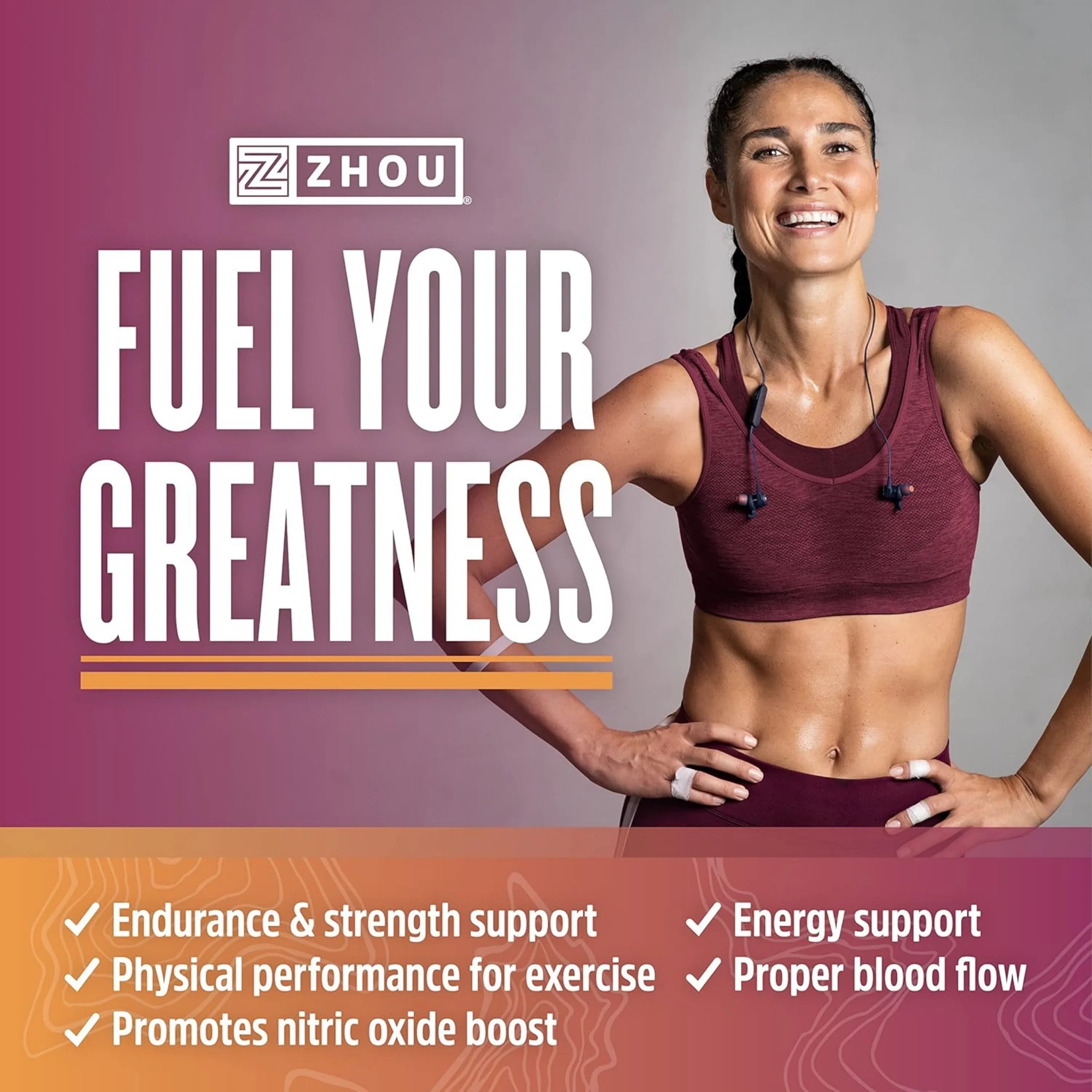 Zhou Nutrition, N.O. Pro, Premium Nitric Oxide Boost, 120 Capsules packaging side view