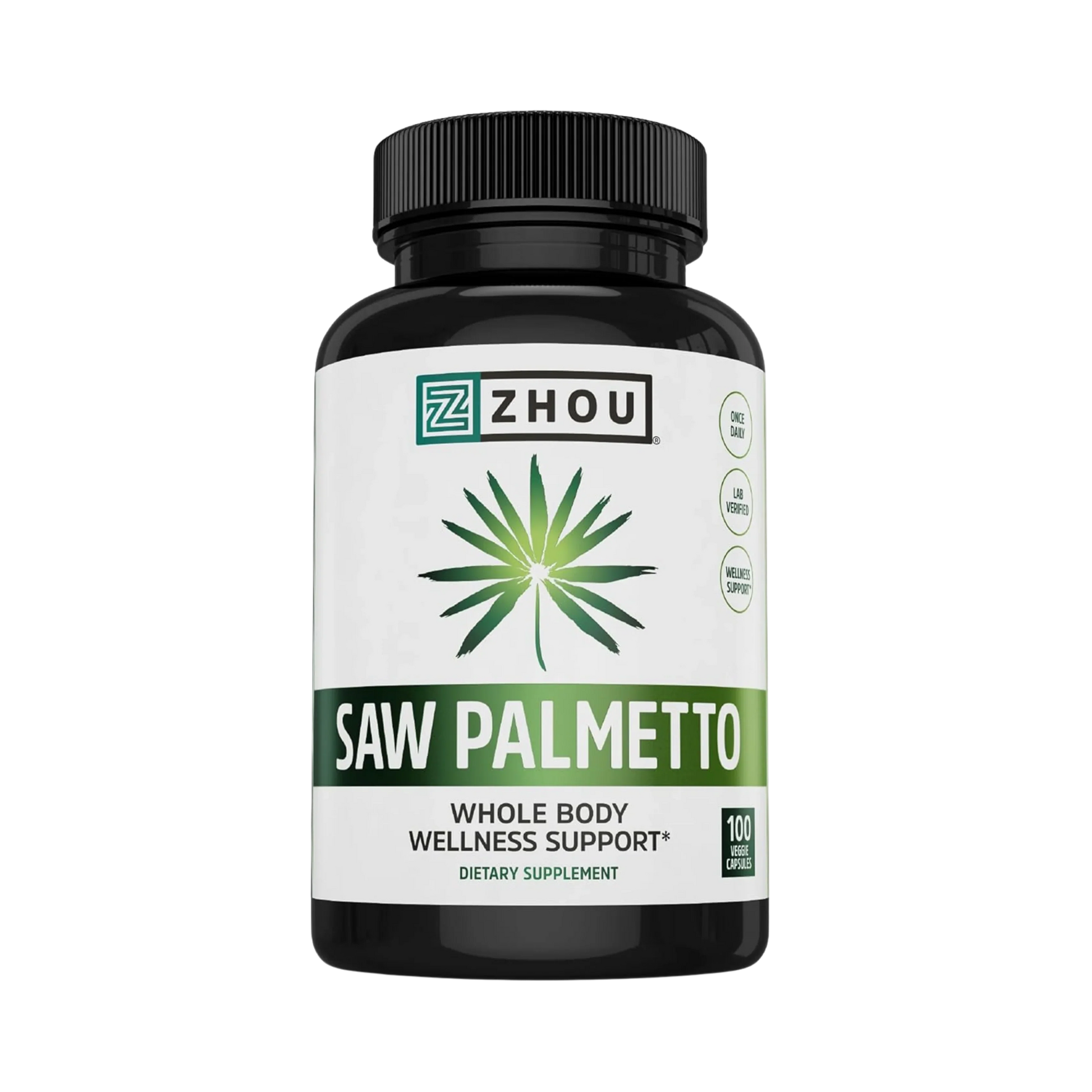 Zhou Nutrition, Saw Palmetto, 100 Veggie Capsules front packaging view